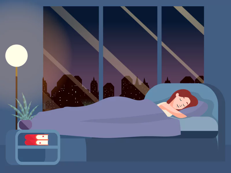 The girl is sleeping to refresh her mind so she can be productive in her studies