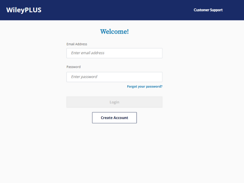 The image shows the sign page of wileyPLUS portal