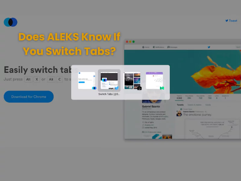 The image shows switching of tabs by Alt+Tab and talks about does aleks know if you switch tabs.