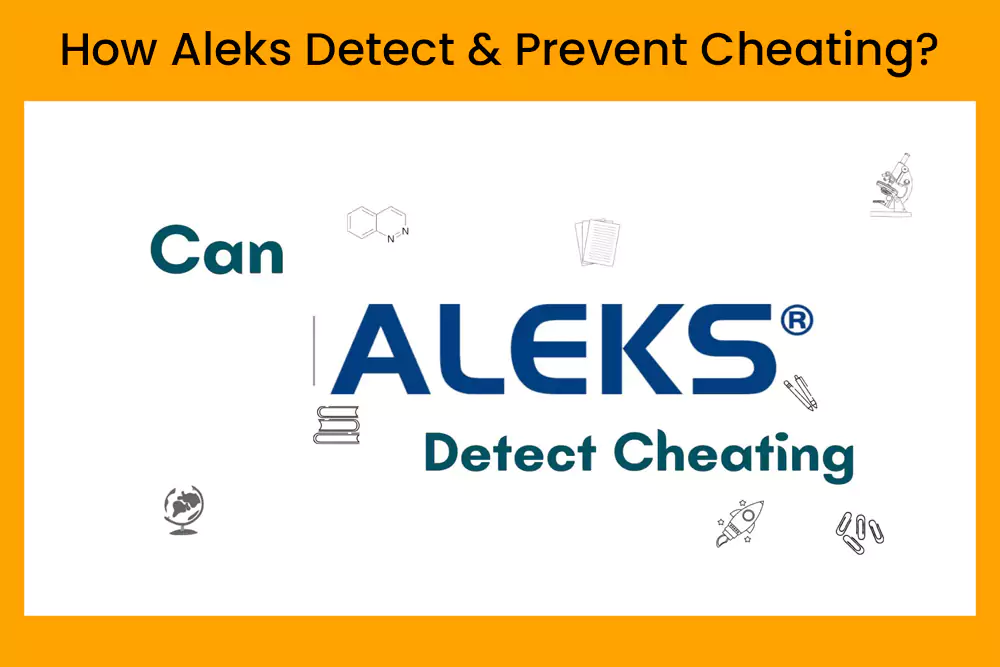 The doodle shows books, globe, pens, rocket, and says can Aleks detect cheating?