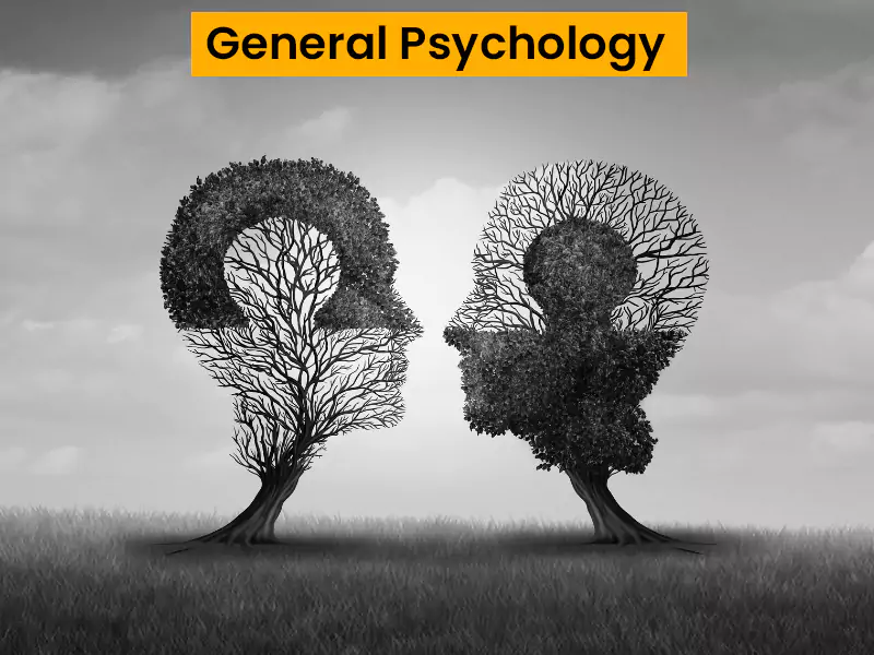 The image shows two trees designed as human skull referring to general psychology subject.