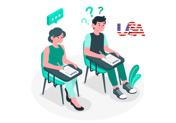 two students in USA taking online economics exam and thinking to Pay someone to take my online economics exam service