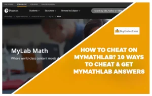 MyMathLab interface with title How to cheat on MyMathLab & 10 cheating methods