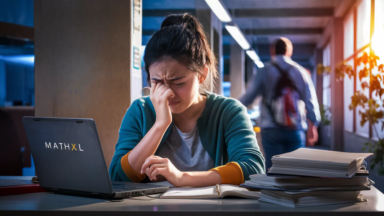  Distressed student facing serious repercussions for using MathXL answers cheat, academic integrity violation clearly evident