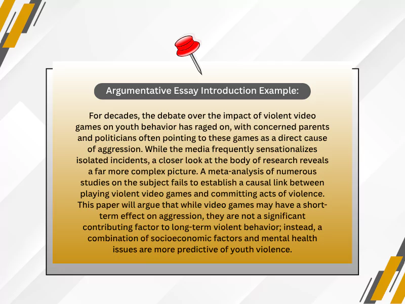 What is a good intro sentence example for Argumentative Essay