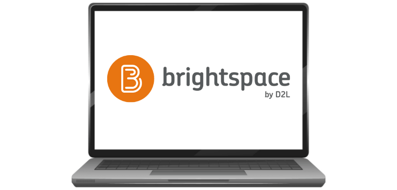 Brightspace logo displayed on a laptop screen, highlighting D2L's digital education platform branding