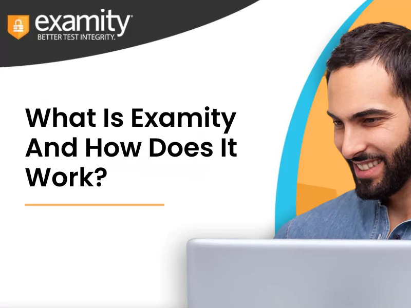 The-image-shows-a-happy-man-working-on-a-laptop-and-the-logo-of-examity.-It-talks-about-what-is-examity-and-how-it-works