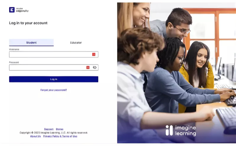 Image showing the interface of Edgenuity platform and students navigating the platform on their computer.<br />
