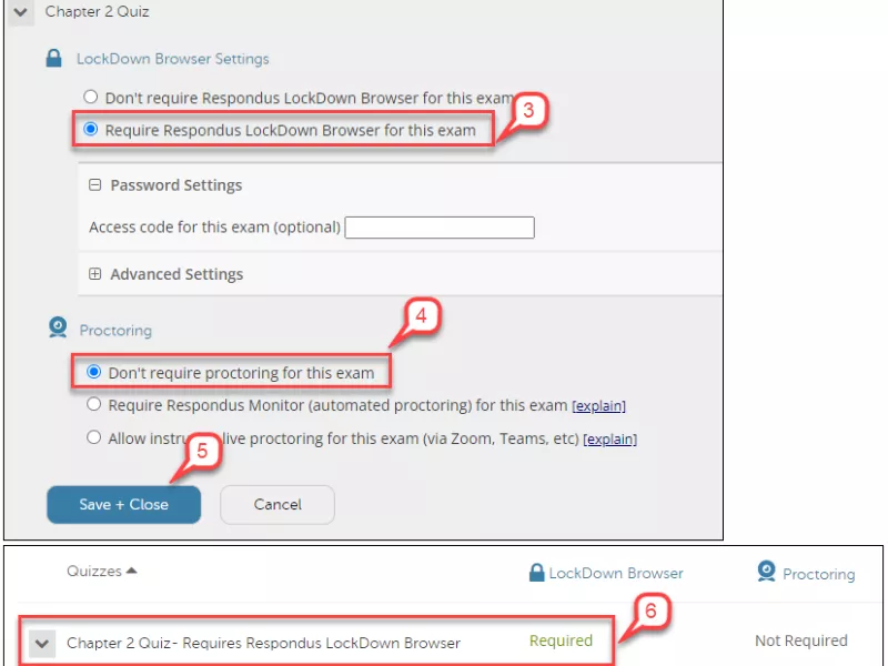 An instructor-side portal screenshot showing that Canvas allows third-party proctoring tool integration.<br />
